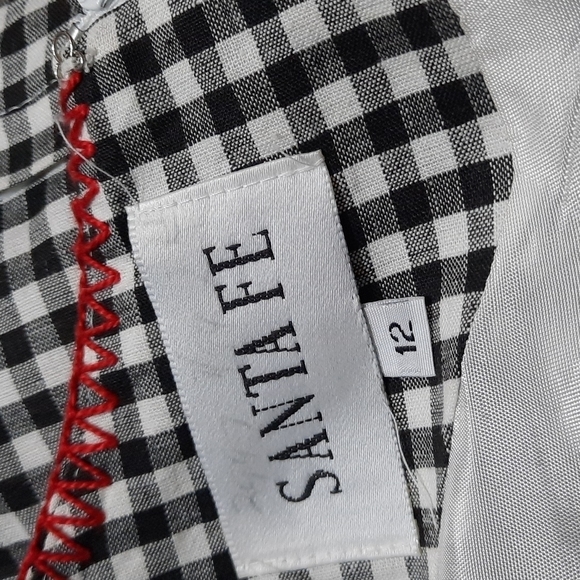 Vintage 90s Gingham Column Dress size 12 Linen Cotton Fully Lined Cottagecore - Picture 9 of 10